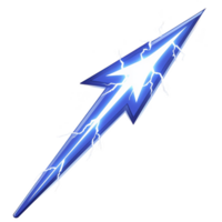 Vibrant blue lightning bolt with electric sparks emanating from it, set against transparent background. design is dynamic and energetic, capturing essence of electricity and power png