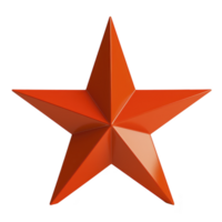 Vibrant orange 3D star with sharp edges and glossy finish, creating striking geometric design. star bold color and dimensionality make it visually appealing png