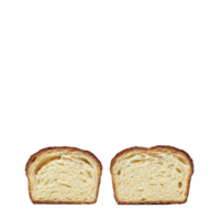 Two slices of freshly baked bread with golden crust and soft, airy interior are displayed against plain background. texture looks inviting and perfect for sandwiches png