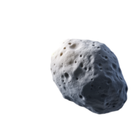 Textured asteroid with craters and rough surface, floating in space against transparency background, showcasing its irregular shape and rocky composition png