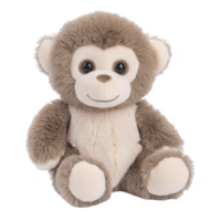 Cute plush monkey toy with soft brown fur and friendly expression, perfect for children and collectors. toy features large eyes and smiling face, adding to its charm png