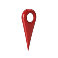 shiny red 3D map pin icon with circular hole at top, symbolizing location or navigation, isolated on transparency background png