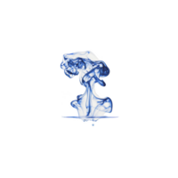 swirling blue ink cloud forms abstract shape in clear water, creating mesmerizing and artistic visual effect. fluid motion and intricate patterns evoke sense of calm and creativity png