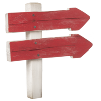 rustic wooden signpost with two red arrows pointing in opposite directions, evoking sense of adventure and choice. weathered texture adds vintage charm png