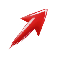 vibrant red arrow with glossy finish points upward, symbolizing growth and progress. dynamic design and brushstroke effect add sense of movement and energy png