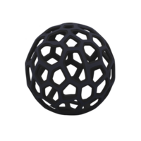 geometric black sphere with hexagonal pattern creates modern, abstract design. open structure allows light to pass through, casting intricate shadows png
