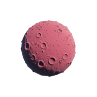 This features pink, textured sphere resembling stylized moon or planet with craters, set against transparency background. unique color and surface details create surreal and artistic impression png