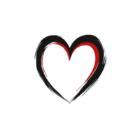 hand drawn heart illustration with black outline and red inner accent, symbolizing love and affection. simple design conveys warmth and emotion png