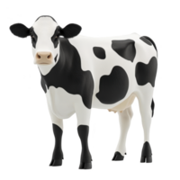 black and white cow stands facing forward, showcasing its distinctive spotted pattern. cow appears calm and is positioned against plain background, highlighting its features png