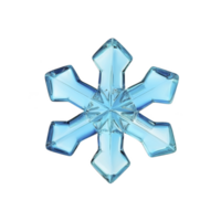 shiny, blue, six pointed snowflake with crystal like appearance is centered on transparency background, showcasing its intricate geometric design png