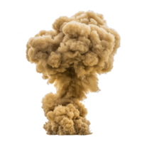 large, dramatic explosion of brown smoke rises against transparency background, creating powerful and dynamic visual effect. smoke billows and swirls, forming intricate patterns png