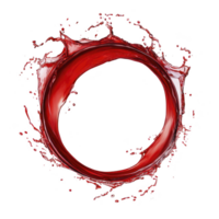 dynamic splash of red liquid forms circular shape against transparency background, creating sense of motion and energy. vibrant color and fluid motion evoke feeling of excitement png