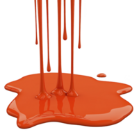 vibrant splash of orange paint drips down, creating glossy puddle on transparency background, evoking creativity and artistic expression png