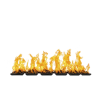 row of vibrant, realistic flames burns against transparent background, creating dynamic and intense visual effect. fiery display is perfect for design projects needing dramatic touch png