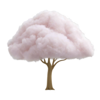 tree with fluffy pink canopy resembling cotton candy creates whimsical and surreal image. soft texture and pastel color evoke sense of fantasy and playfulness png