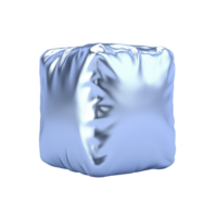 shiny, metallic cube with smooth, reflective surface and soft edges, resembling futuristic or abstract object. cube surface reflects light, creating sleek and modern appearance png
