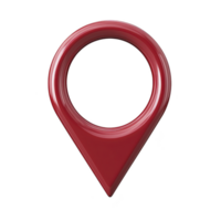 red 3D map pin icon with glossy finish, symbolizing location or navigation, isolated on transparency background. This simple yet striking design is often used in digital maps and applications png