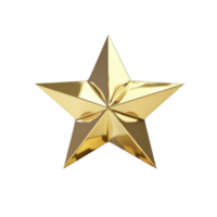 shiny golden star with reflective surface stands out against plain background, symbolizing achievement and excellence. star metallic finish adds touch of elegance and prestige png