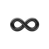 sleek black infinity symbol on transparency background, representing endless possibilities and timelessness. smooth, glossy finish adds modern touch to this classic icon png