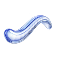 sleek, abstract blue and white 3D shape with smooth, flowing design, resembling wave or ribbon, set against transparent background. glossy surface adds futuristic feel png