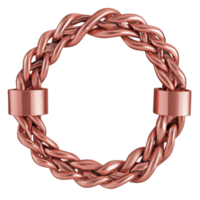 This is image of circular, braided copper ring with shiny finish, featuring two smooth bands. intricate design and metallic sheen give it elegant and artistic appearance png