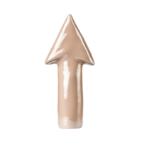 shiny, beige arrow pointing upwards with smooth, glossy surface, isolated on transparency background. arrow has three dimensional appearance, giving it modern and sleek look png