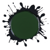 dark green circular paint splash with dynamic splatters creates bold and artistic effect, perfect for creative projects or backgrounds. vivid color and fluid design add energy and movement png