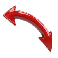 shiny red 3D arrow curves dynamically, pointing in opposite directions, symbolizing movement or choice. glossy surface and vibrant color add modern and energetic feel png