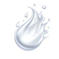 stylized illustration of white flame with smooth curves and droplets, set against transparent background, conveying sense of purity and fluidity png