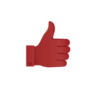 red thumbs up icon with simple design, symbolizing approval or agreement, isolated on transparency background. image conveys positivity and support png