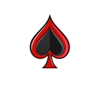 shiny black spade symbol with red outline stands out against transparency background, representing classic card suit. glossy finish adds modern touch to this traditional design png