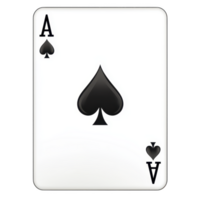 image shows Ace of Spades playing card with classic design, featuring large black spade symbol in center and smaller spade symbols in corners png