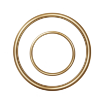 Pair of elegant, concentric golden rings on transparency background, creating minimalist and luxurious design. shiny metallic texture adds touch of sophistication and modernity png