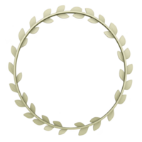 Circular laurel wreath with simple, elegant design, featuring evenly spaced leaves around ring, symbolizing victory and achievement. wreath is set against transparent background png