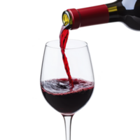 Stream of red wine is being poured into clear wine glass, creating sense of elegance and indulgence. rich color of wine contrasts with transparency of glass png