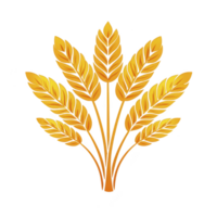 Golden wheat stalks arranged in symmetrical pattern symbolize agriculture and harvest. vibrant yellow color and detailed design evoke sense of abundance and prosperity png