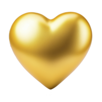 Shiny golden heart symbolizing love and luxury, isolated on transparency background. smooth metallic texture and vibrant color make it perfect for romantic or celebratory themes png