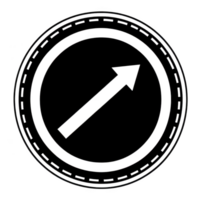 Circular black and white icon features upward arrow, symbolizing progress or direction. design is simple and bold, with chain like border adding texture png