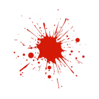 Vibrant red paint splatter with dynamic droplets and splashes on transparent background, creating energetic and artistic effect. Perfect for creative design projects png