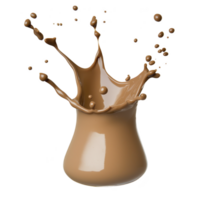 Splash of chocolate milk creates artistic and dynamic shape against transparency background, capturing fluid motion and rich color of liquid png