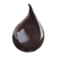 Glossy, dark chocolate drop with smooth, shiny surface, resembling teardrop shape, isolated on transparency background. rich color and texture evoke sense of indulgence png