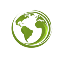 Green globe illustration with swirling lines represents environmental awareness and sustainability. design emphasizes eco friendly themes and global unity png