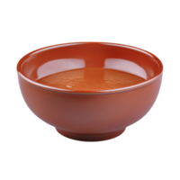 Glossy, orange ceramic bowl with smooth finish and rounded shape, perfect for serving soups or salads. bowl vibrant color adds touch of warmth to any table setting png