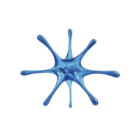 Blue abstract shape resembling splash or starburst with smooth, glossy texture and multiple protruding arms against transparency background. design is dynamic and fluid png