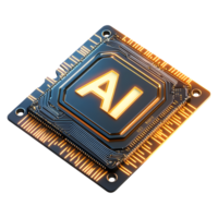High-tech AI Processor Chip with Glowing Circuitry png