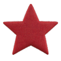 A red fabric star with textured surface is displayed against transparency background, creating simple yet striking visual. star vibrant color and material give it cozy and festive feel png