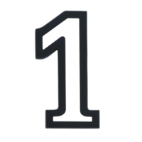 An image shows large, bold black number one with white outline, set against transparent background. design is simple and clear, making it suitable for various uses such as educational materials png