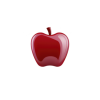 A shiny red apple with smooth surface and small stem on top, set against plain transparency background, symbolizing freshness and simplicity png