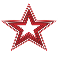 A red star with multiple outlined layers creates striking geometric design. star bold color and layered pattern give it dynamic and eye catching appearance png