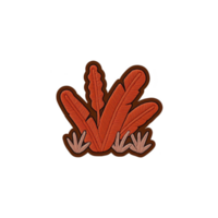 A vibrant embroidered patch features stylized orange and brown leaves, creating lively and artistic design. intricate stitching adds texture and depth, making it unique accessory png